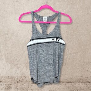 PINK Victoria's Secret Grey Racerback Tank Top